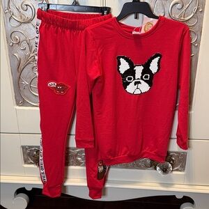 NWT Mia Belle girls embellished puppy love set size 10/12